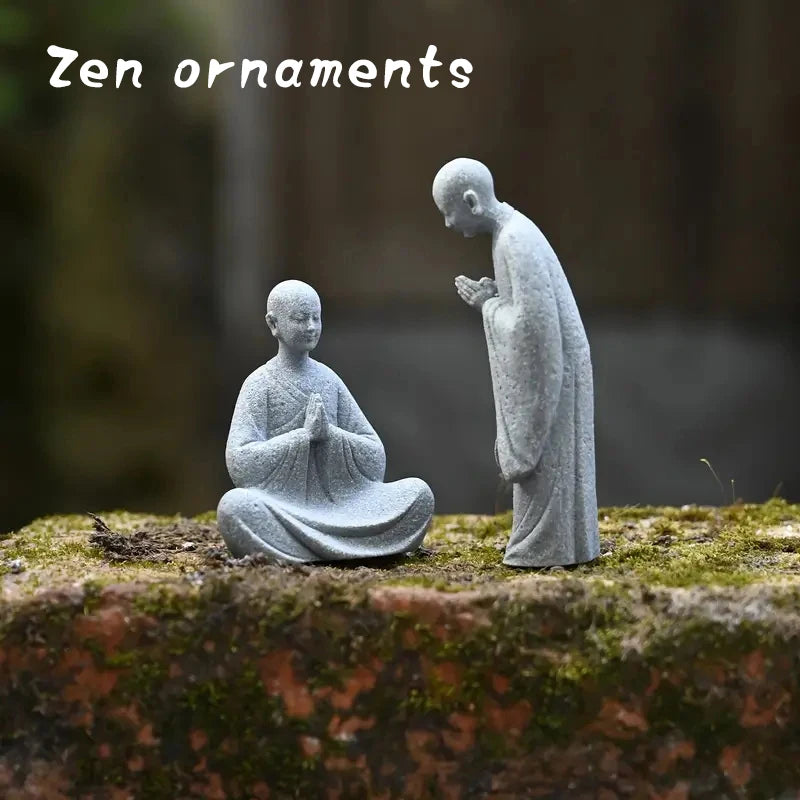 Wishing Monk Buddhist Micro Landscape Stone Fish Tank Moss Landscaping Zen Oriental Aesthetics Garden Ornaments Oasis Select