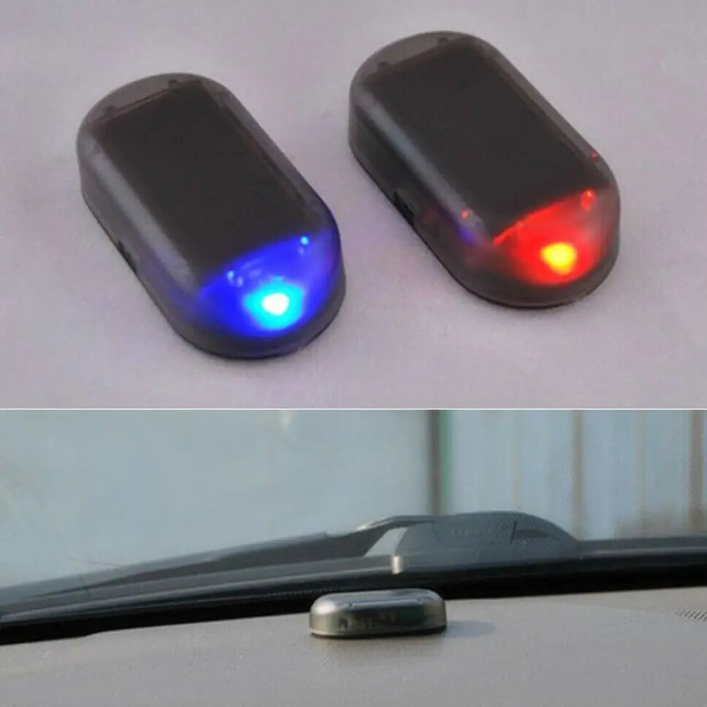 Mini LED Solar Car Warning Light Night Safety Simulation Alarm Wireless Anti-theft Warning Light Flashing False Alarm Light Oasis Select