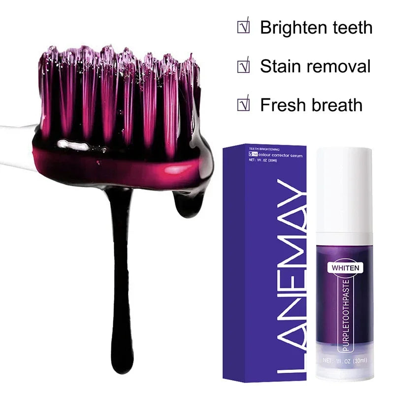 V34 Purple Teeth Whitening Toothpaste – Color Correcting Gel