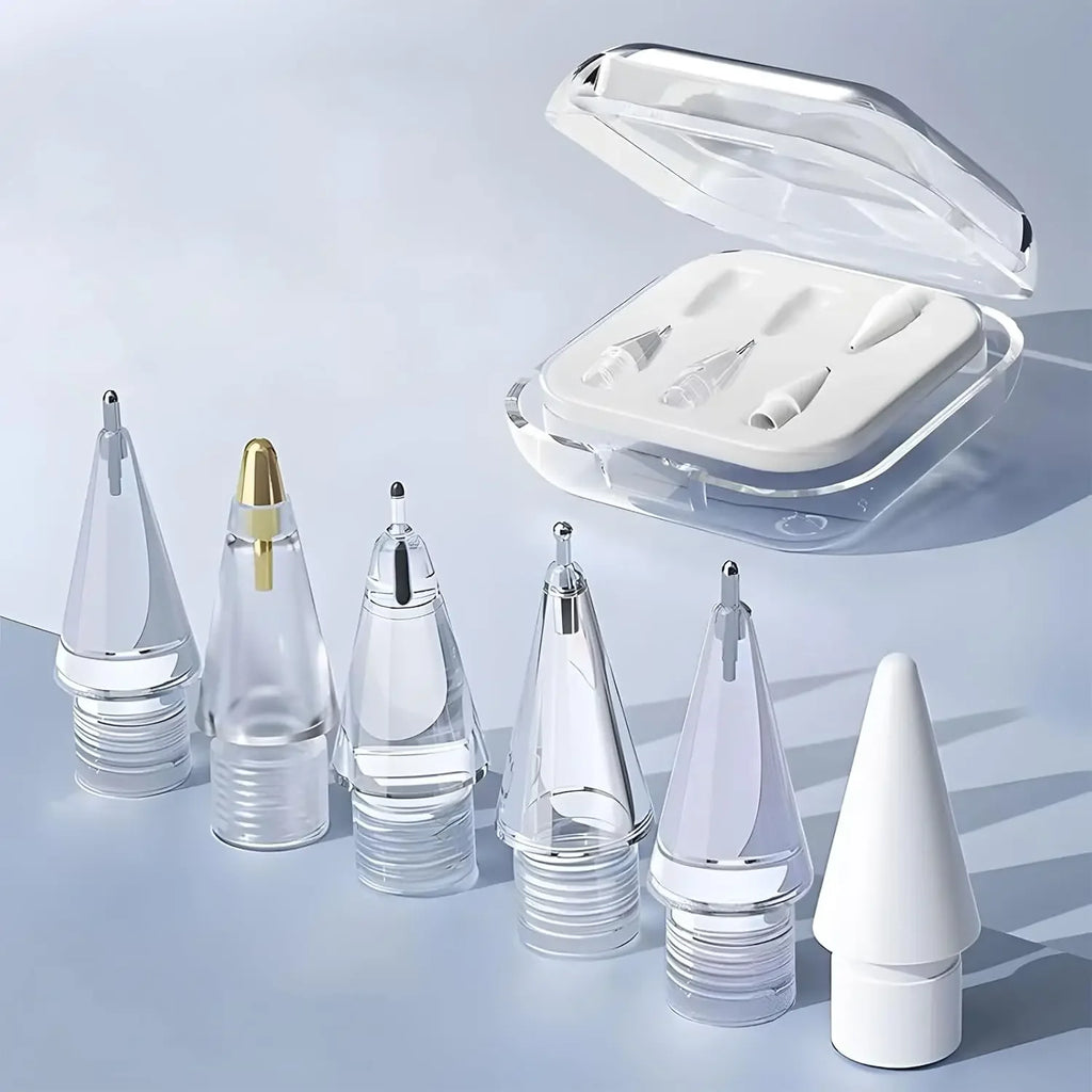 New upgrade transparent nib for apple pencil nib 1, 2, 3 pro Capacitor pen Needle tip for pencil metal modification replace sile Oasis Select white 6PCS