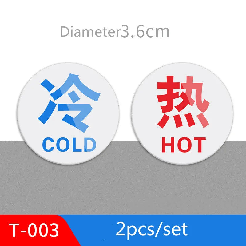Hot and Cold Signs Round Universal Easy to Use Sticker Self-adhesion Water Signs Label for Kitchen Bathroom Faucets Sink Oasis Select T-P03