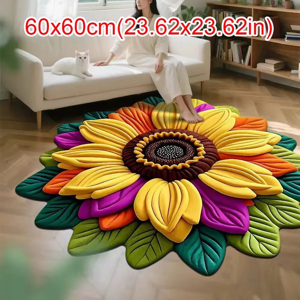 Sunflower Shaped Non-Slip Soft Carpet Mat 60x60cm | Home Décor