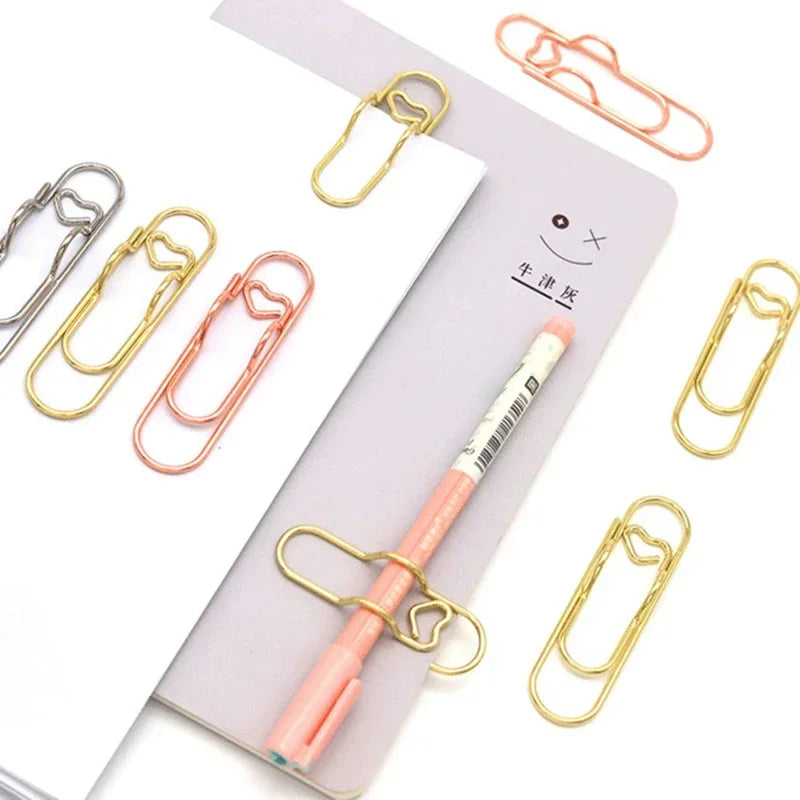 10-100PCS Heart Shaped Notebook Clips Creative Bookmark Page Holders Metal Pen Clips for Journal Planner Office Supplies Oasis Select