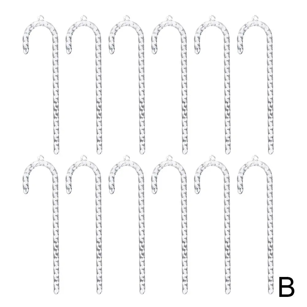 12pcs Acrylic Simulation Ice Xmas Tree Hanging Clear Fake Icicle Pendant Ornament Merry Christmas Party Decoration New Year Oasis Select B