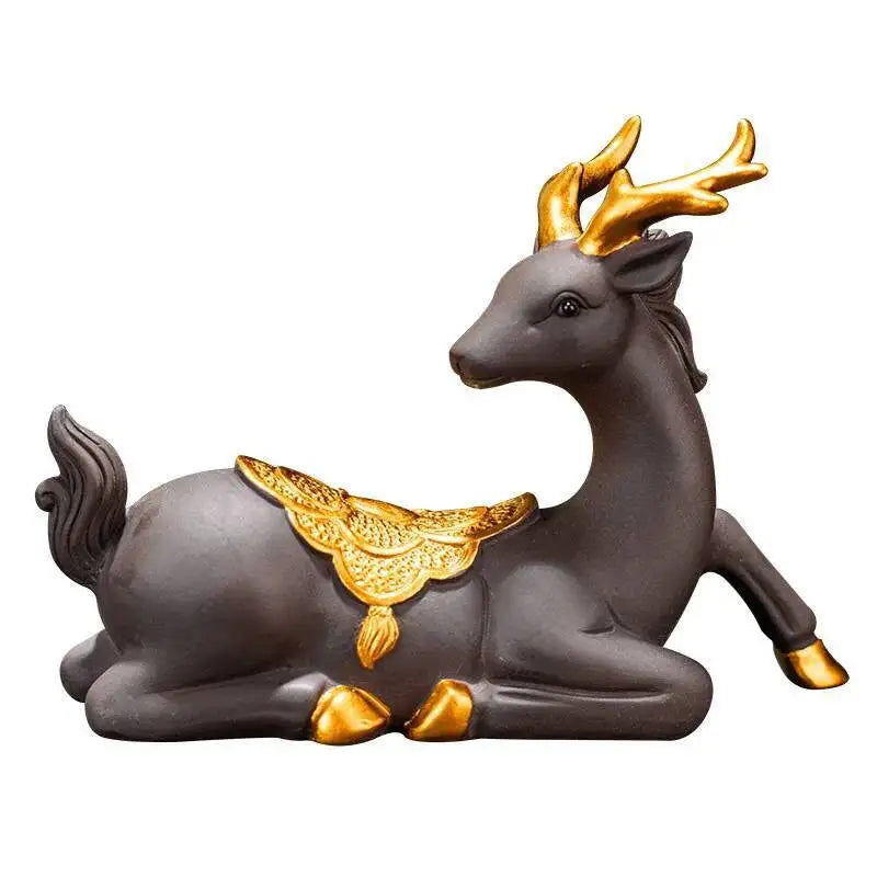 Purple Clay Deer Peace Creative Ornament Tea Pet Car Tea Accessories Tea Table Tea Desk Tea Tray Ornaments Ceremony Supplies Oasis Select 2