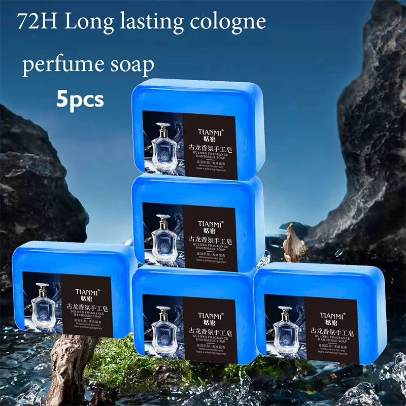 5 Men's Gurong Handmade Soap, Three-in-One, Cleanses Face, Hair, Bathes the Whole Body, Moisturizes Water, Suitable for All Skin Oasis Select Blue 350G