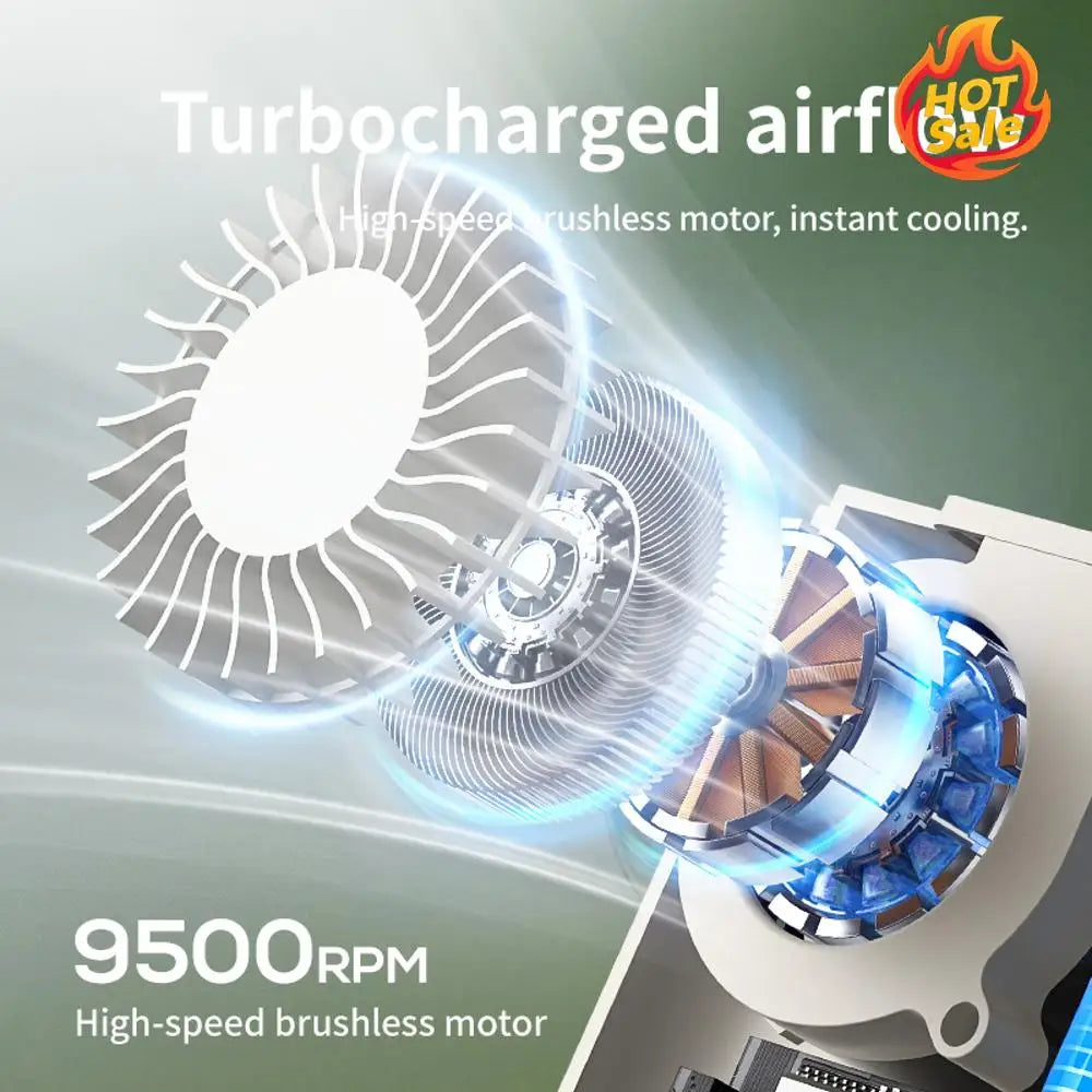 Wearable Belt Personal Fan LED Digital Display Outdoor Portable Bladeless Fan 9500RPM for Summer Camping Hiking Fishing Oasis Select