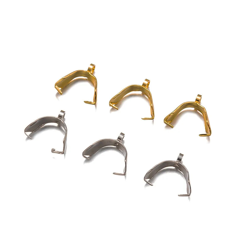 20pcs Stainless Steel Metal Pinch Clip Bail Clasp Dangle Pendant Connector Findings for Jewelry Making Buckles Charm Connection Oasis Select