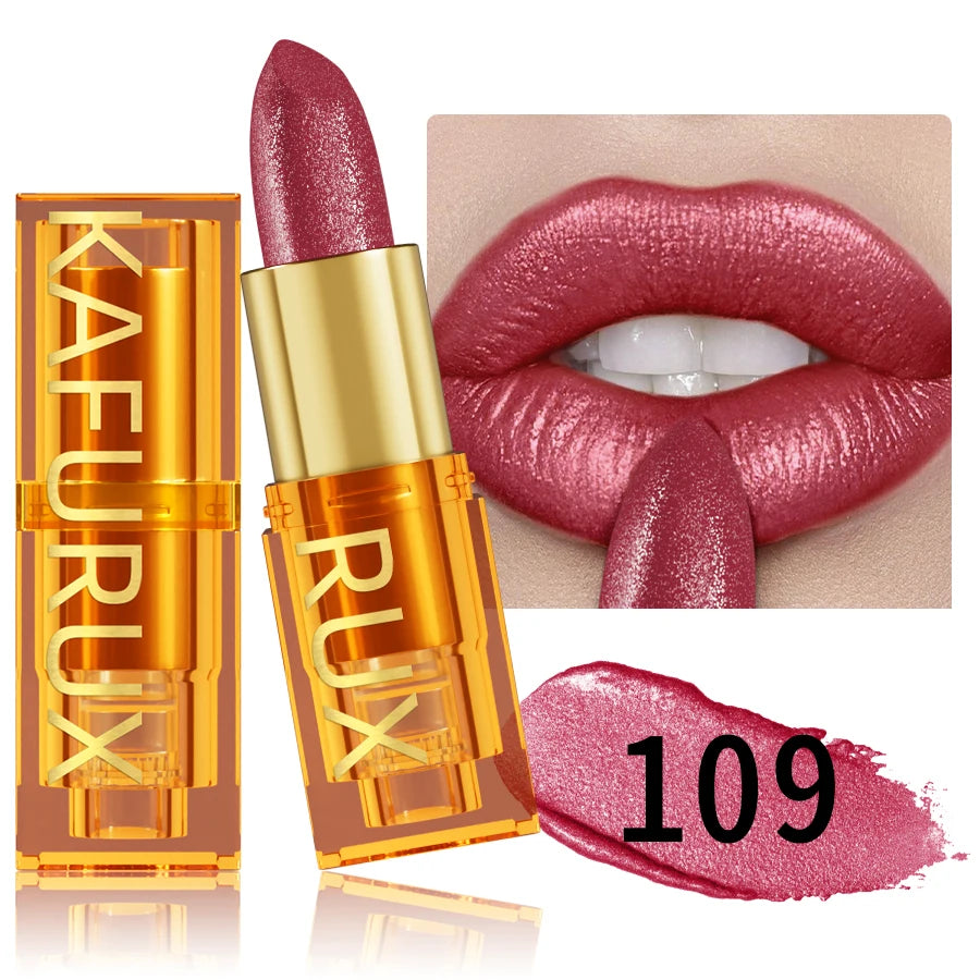 KAFURUX 16-Color Glitter Metallic Lipstick – Long-Lasting Matte