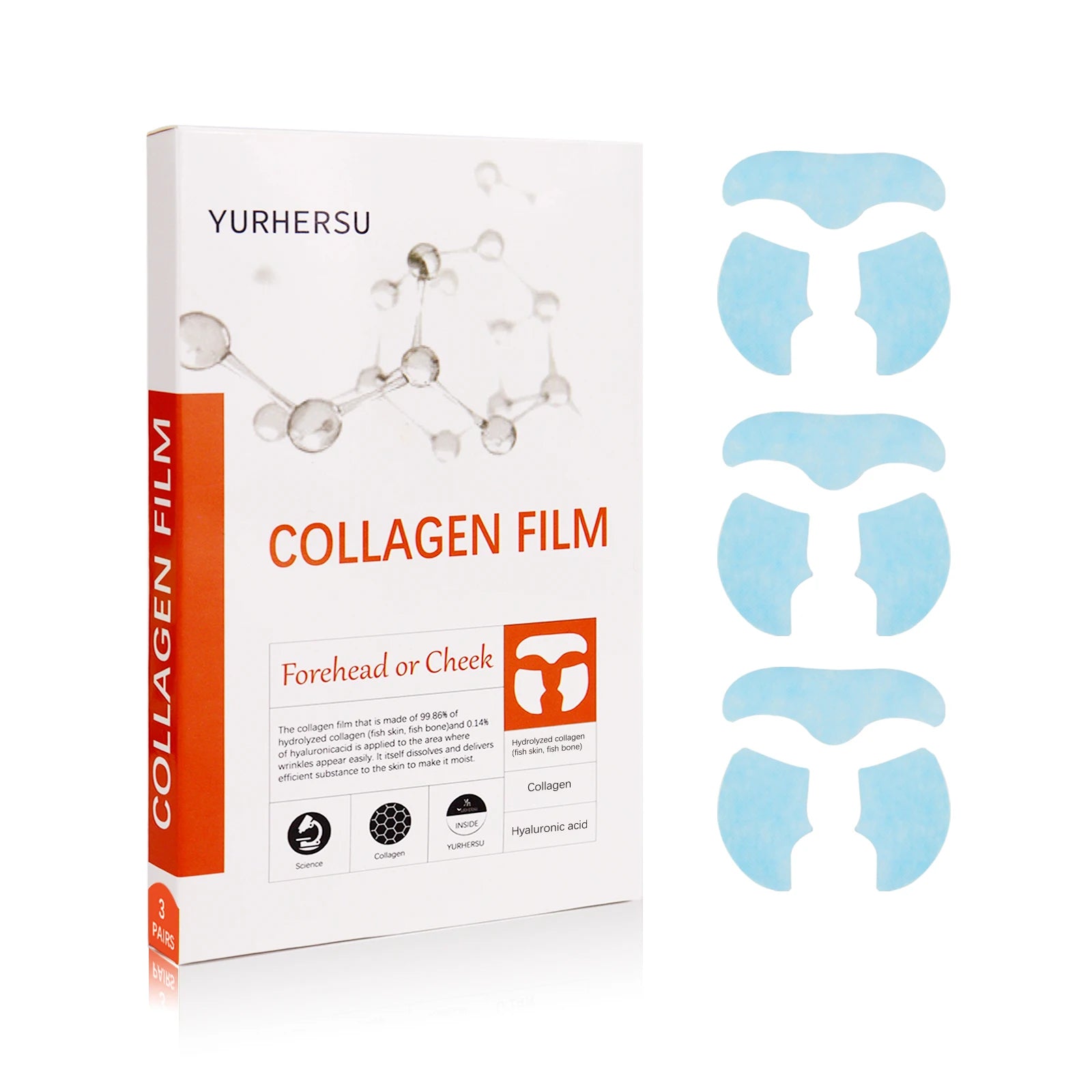YURHERSU Collagen Soluble Film Mask – Hydrating Essence Patch 3pc Collagen Face Mask Oasis Select
