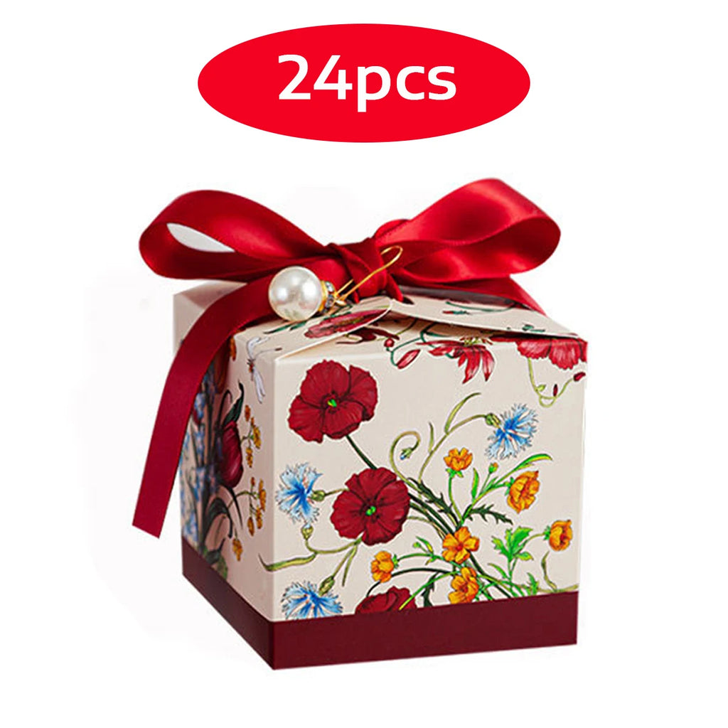 24/12pcs, Deluxe Flower Candy Box, Wedding Candy Box, 2.75x2.75in, Chocolate, Engagement, Party, Party, Christmas Halloween Oasis Select Burgundy 24pcs 7x7x7cm