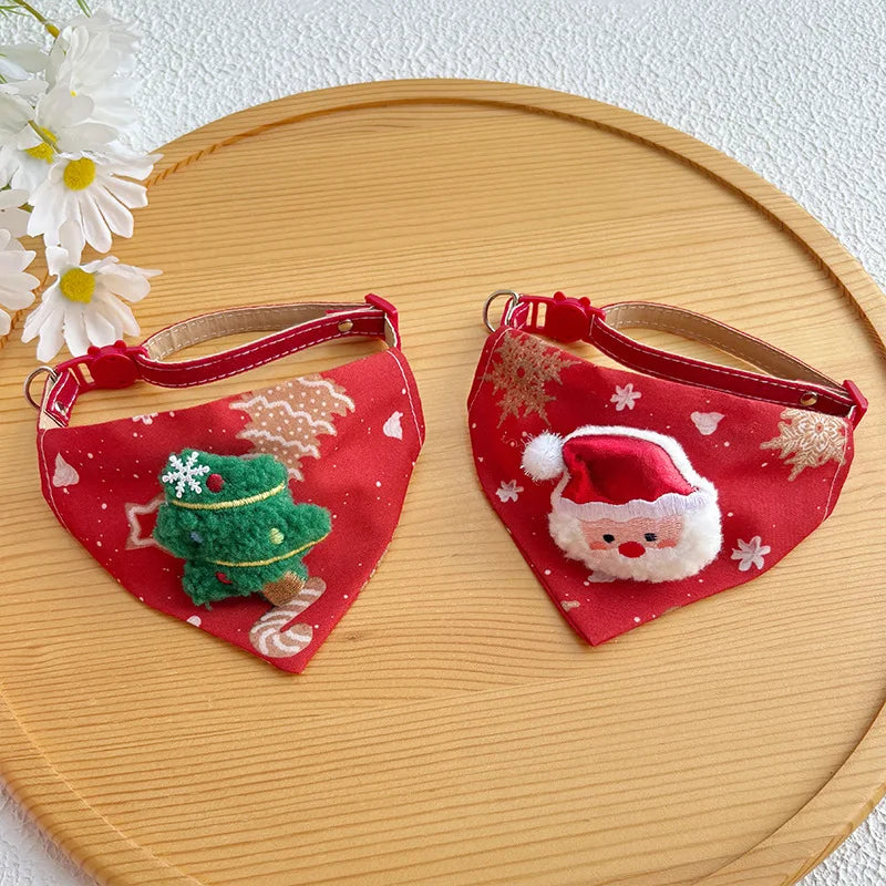 Christmas Pet Triangle Scarf Collar Cute Cat Christmas Accessories Dog Collar Red Elk Oasis Select