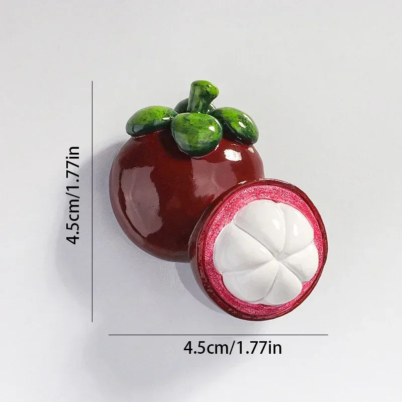 Creative Fridge Magnet Decor 3D Cute Cartoon Fruit Message Board Refrigerator Magnet Sticker for Kids Toy Gift Home Decoration Oasis Select mangosteen