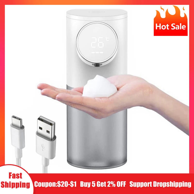 Foam Soap Dispenser Automatic USB Rechargeable 320ml Liquid Soap Dispensers Digital Display Foam Hand Sanitizer Machine For Home Oasis Select