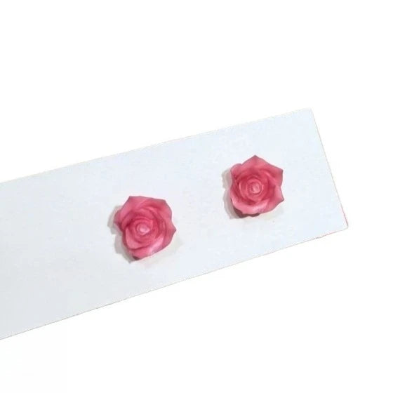 Pink Rose Flower Stud Earrings Cute Floral Jewelry for Daily Wear and Romantic Gift Ladies Exquisite and Sophisticated Sense Oasis Select a pair