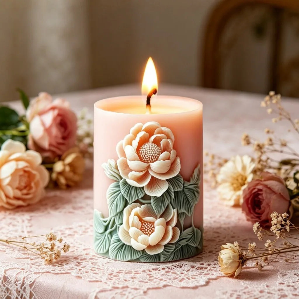 3D Rose Silicone Candle Mold | DIY Floral Aromatherapy Mould