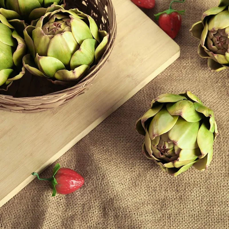 WISH 3-Pack Large Green Faux Artichokes - Artificial Vegetables And Fake Fruits For Kitchen Decorations Oasis Select
