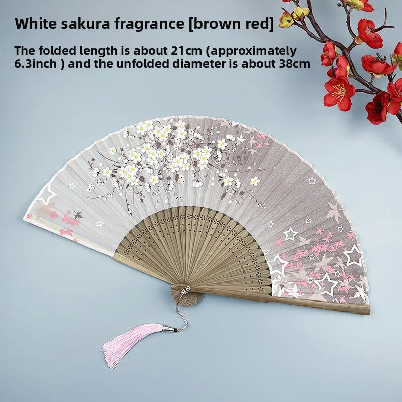 6-inch Portable Folding Fan Chinese-style Peony Flower Fan Summer Folding Craft Fan Oasis Select 6