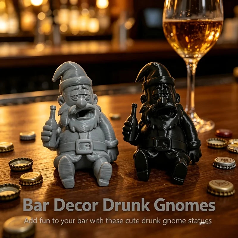 Drunk Gnome Bar Decor Figurines Ornaments Old Man Sitting Statue with Beer Bottle Funny Home Desktop Pub Kitchen Ornaments Gifts Oasis Select