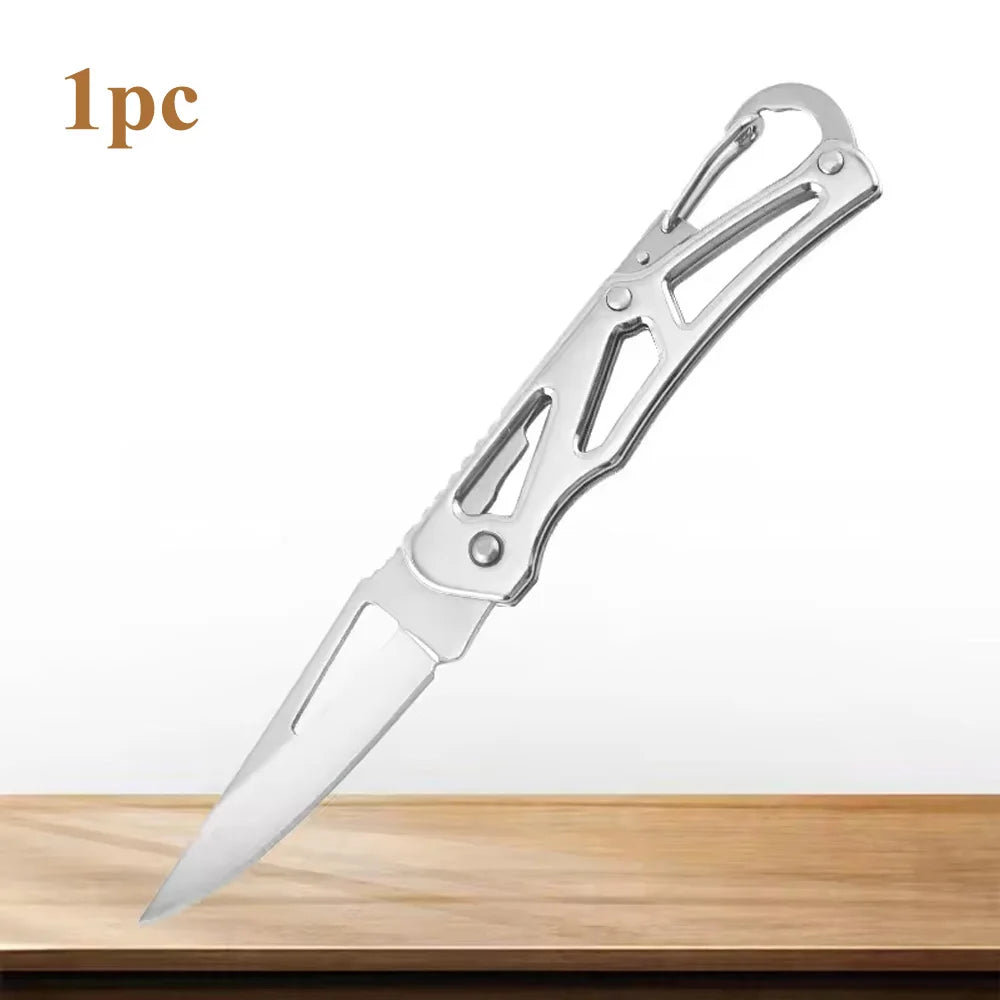 Folding Fruit Knife Stainless Steel Pocket Knife with Keychain Fruit Slicing Knives with Non-slip Handle Household Small Knife Oasis Select 1pc