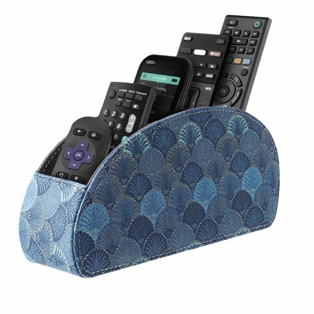 PU Leather Remote Control Holder Modern Universal Desktop Storage Box Cable Management Multi-Device Remote Control Organizer Oasis Select Style-L