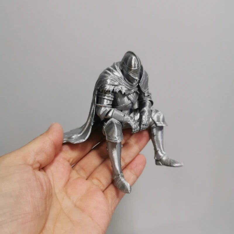 3D Printed Knight Figurine Retro Armored Warrior Desk Edge Ornament Medieval Style Tabletop Statue Collectible Gift for Medieval Oasis Select