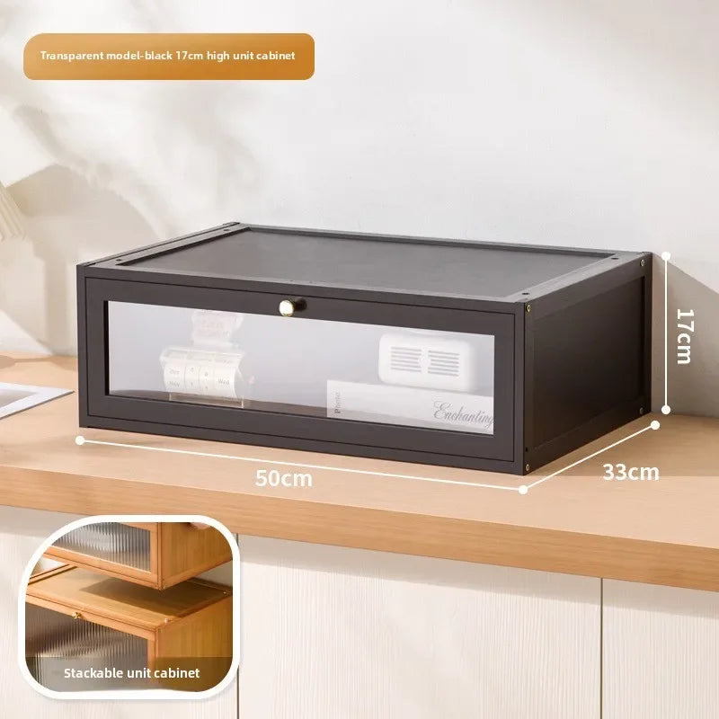 Blind box storage display stand Large capacity stepped acrylic POP MART display box Dust-proof figure display cabinet Oasis Select Black-Small