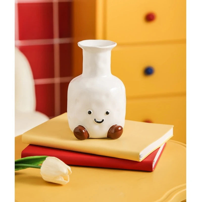 Cute Smiling Face Vase Creative Decorative Item for Home Living Room Table Dried Flowers Flower Arrangement Fresh Flowers Oasis Select