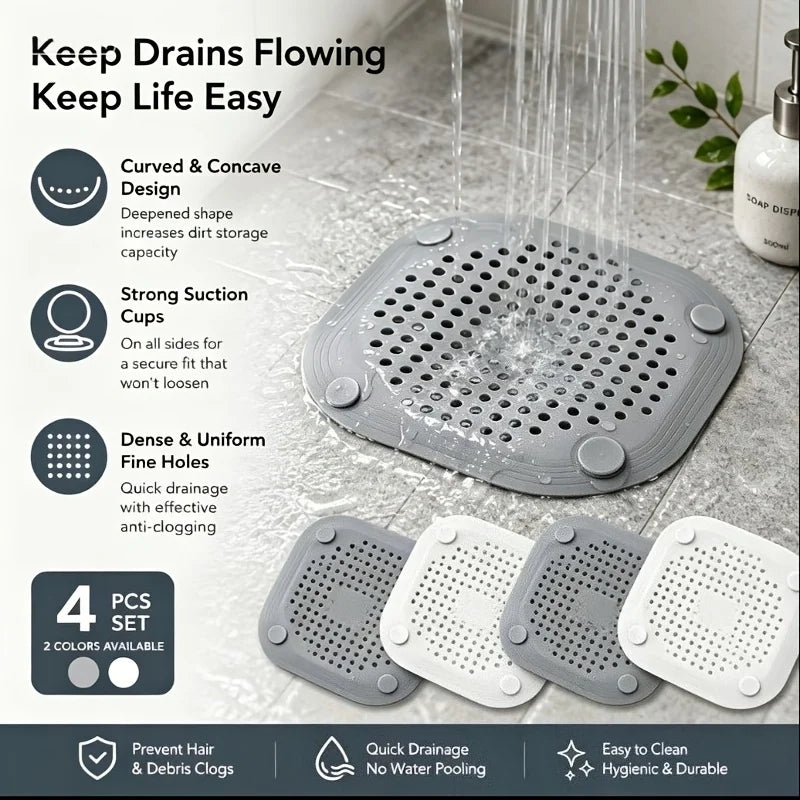 4PCS Drip Hole Hair Filter and Mesh Filter Cover - Kitchen Sink and Bathroom Drain Anti Clogging Floor Drain Oasis Select