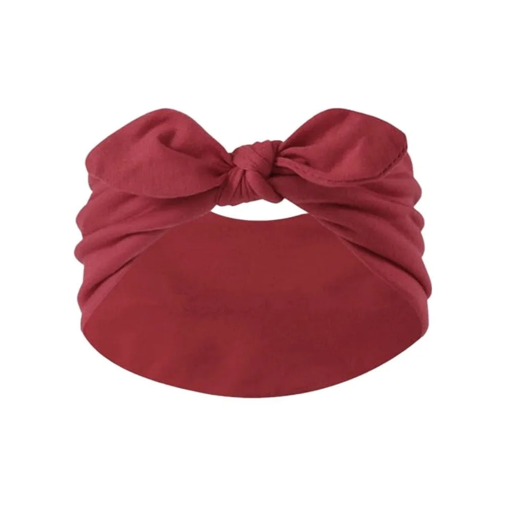 Sweat-Wicking Elastic Bunny Ear Hairband Ultra Wide Bohemian Style Bowknot Headband Knotted Bunny Ears Non Slip Headwrap Workout Oasis Select Red