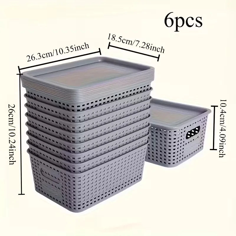 6 Stackable Storage Boxes with Lids, Space saving Storage Rack Container, Suitable for Home Office, Bedroom Perfect for Home Use Oasis Select