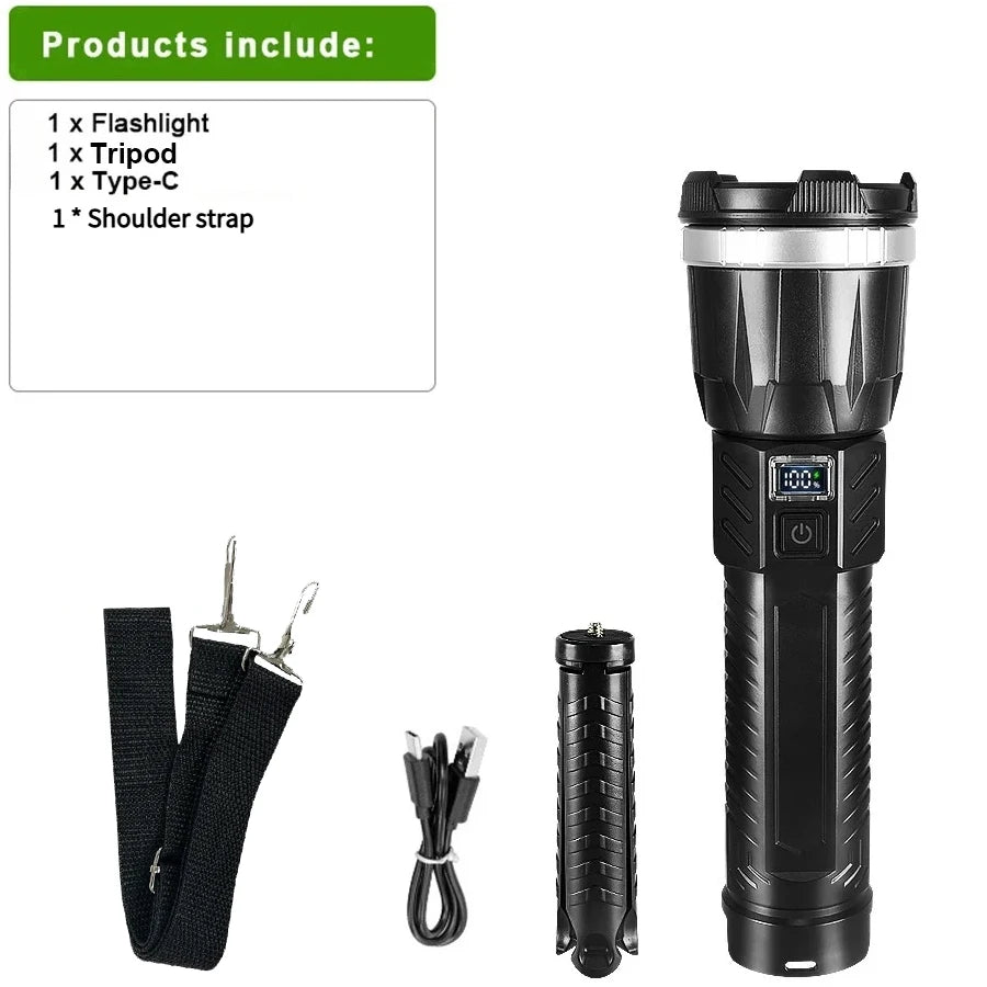 850000000LM High Power LED Flashlight Rechargeable Lamp Tactical Torch Red Blue Warning Light Outdoor Camping Hunting Lantern Oasis Select Super Bright