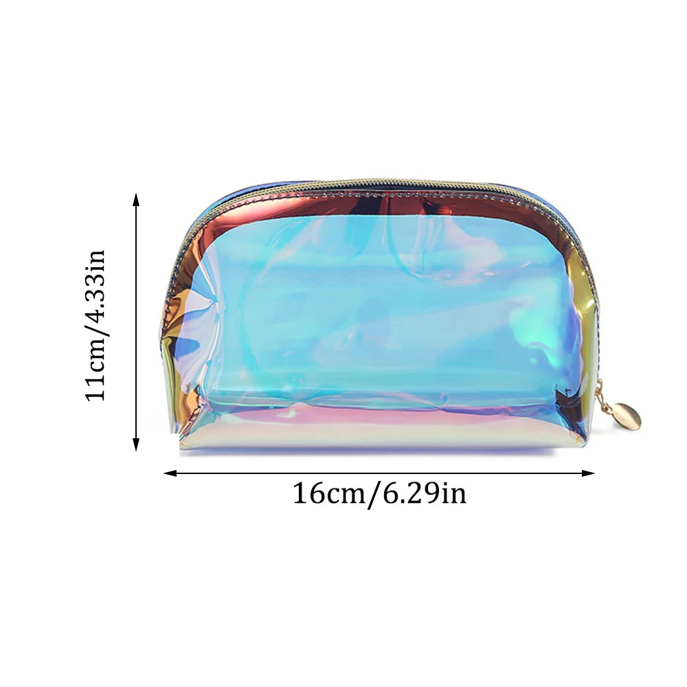 Makeup Bag Iridescent Cosmetic Bag with Zipper Waterproof Travel Makeup Organizer Glitter Makeup Bag for Home Office Travel Busi Oasis Select