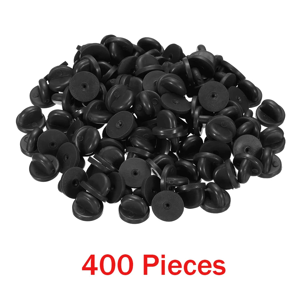 50/500pcs Black PVC Rubber Pin Backs Butterfly Clutch Tie Tack Lapel Holder Clasp Pin Cap Keepers for Uniform Badges Replacement Oasis Select Black 400 Pieces