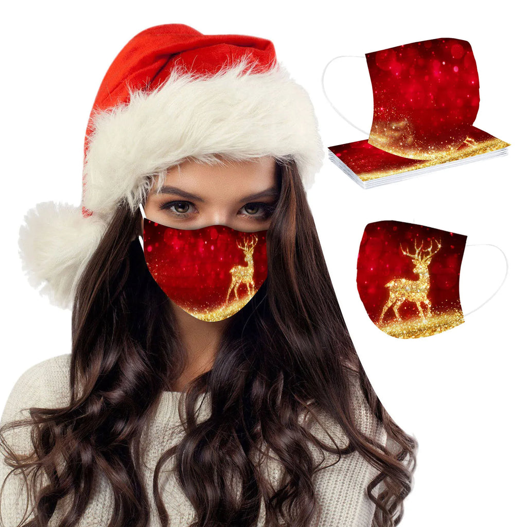 10-Pack Christmas Disposable Face Masks – 3-Ply Earloop Adult Disposable Face Mask Oasis Select
