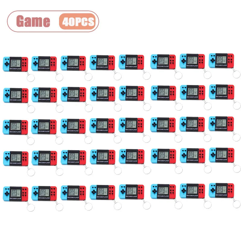 Mini Retro Tetris Game Console Keychain Classic Handheld Video Game Player with Key Ring Portable Pocket Toy for Adults Kids Oasis Select Game-40PCS