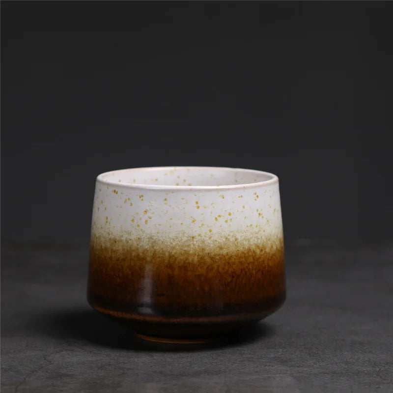 200ml Gradient Ceramic Coffee Cup - Espresso Cup + Latte Cup + Milk Mug, Heat-Resistant Matte Glaze Teacup for Cafes & Home Use Oasis Select White-Brown 200ml