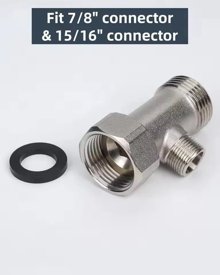 New 3 Way T Valve Adapter Connector Copper Brass 3/8 1/2 9/16 7/8 for Diverter Bath Toilet Bidet Sprayer Shower Head Water Pipes Oasis Select