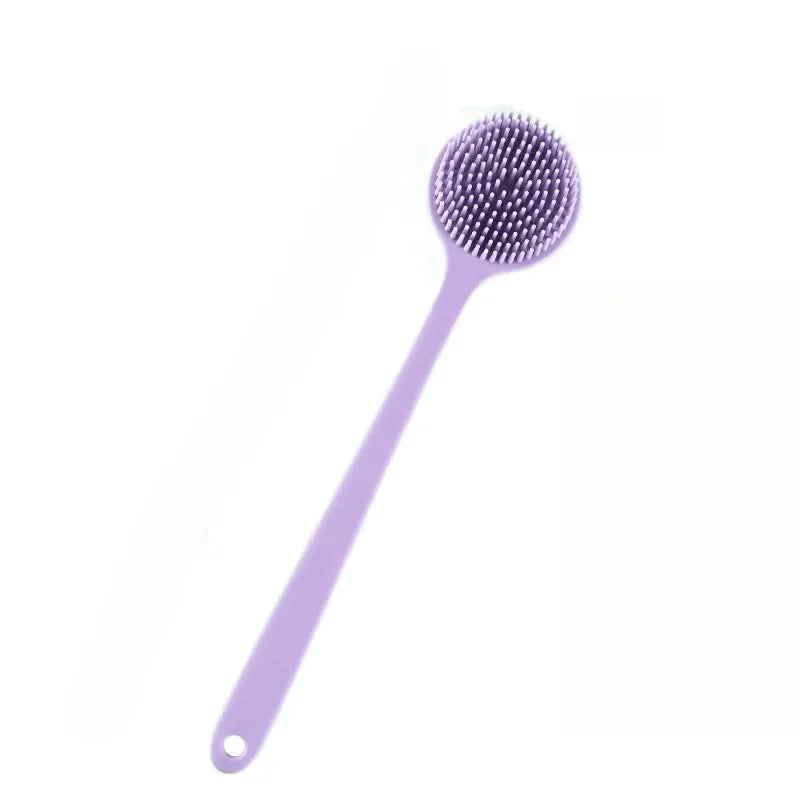 38cm Silicone Back Scrubber Brush for Shower Long Handle Body Deep Cleansing and Exfoliating Massage Double-Sided Soft Bristles Oasis Select Purple