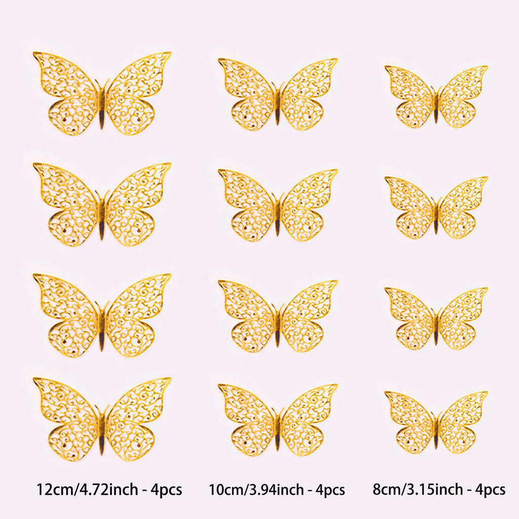 12-Pack 3D Laser Butterfly Wall Stickers – Party & Home Decor 3D Wall Stickers Oasis Select