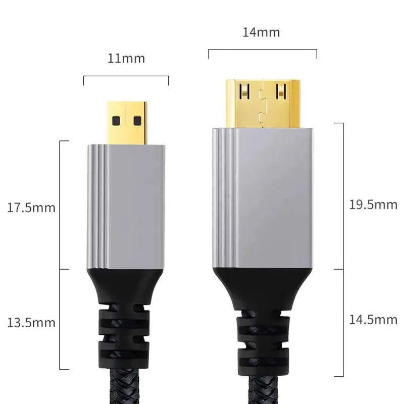 4k Mini HDMI Compatible To Micro HDMI Compatible Male HD Data C To D Mobile Computer High-Definition Tablet Connection Cable Oasis Select
