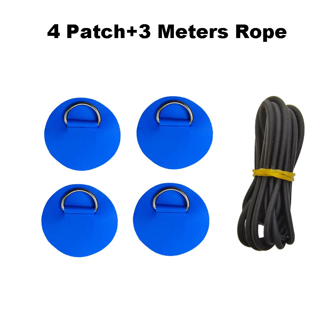 6.5CM D-Ring Patch for Inflatable Boat Kayak Dinghy SUP D-Ring PVC Patch Stand-Up Paddleboard Canoe Rafting Rope Ring Patch Oasis Select 4 Blue 3M Rope