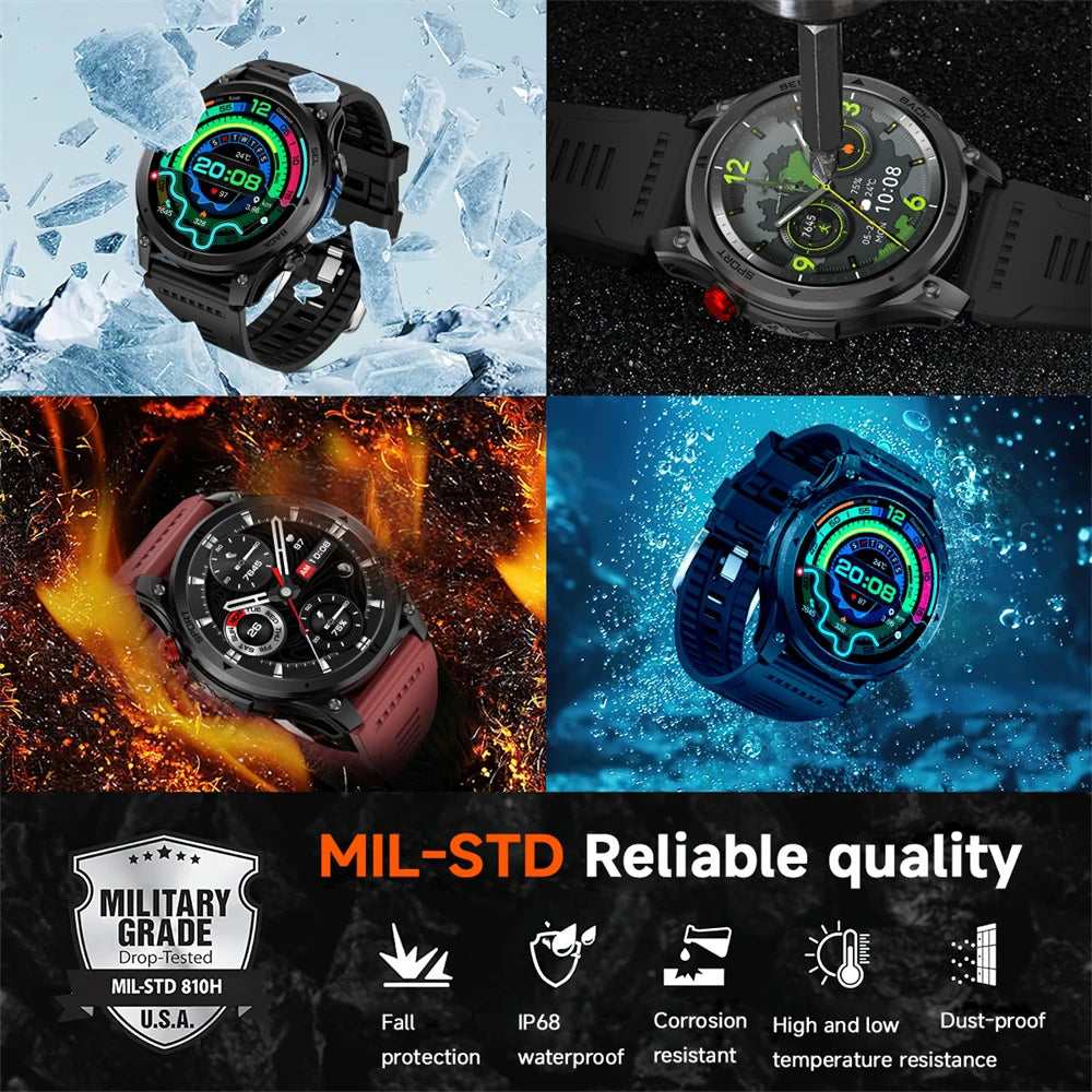Outdoor GPS Path 1.46"100+ Multi-sport Mode BT Call Smart Watch IP68 Waterproof Sports Run Tracker Compass Smartwatch Men 530mAh Oasis Select