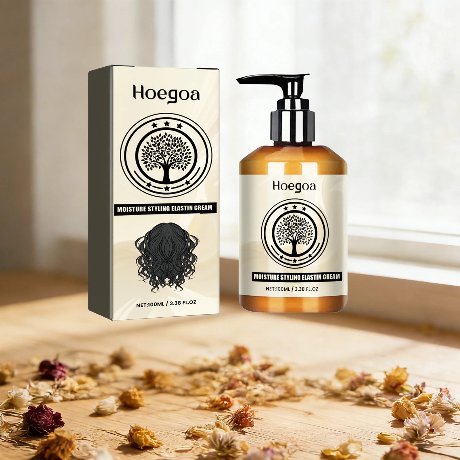 HOEGOA Elastin Curl Cream – Volume, Moisture & Frizz Control Curl Styling Cream Oasis Select