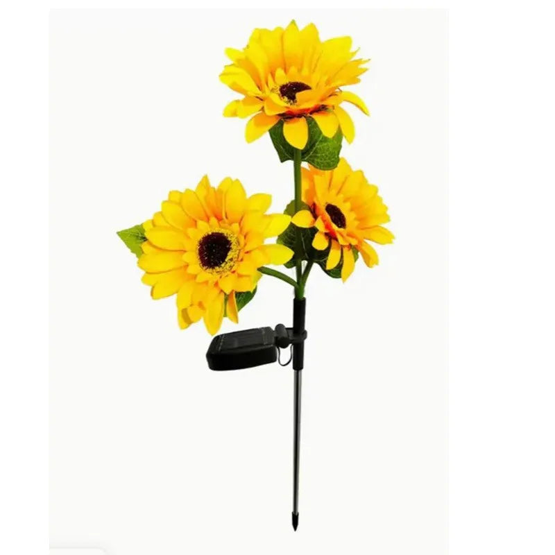 New Waterproof Solar Outdoor Landscape Lights Garden Lights Solar Garden Rose Lights Oasis Select 3 Head Sunflower