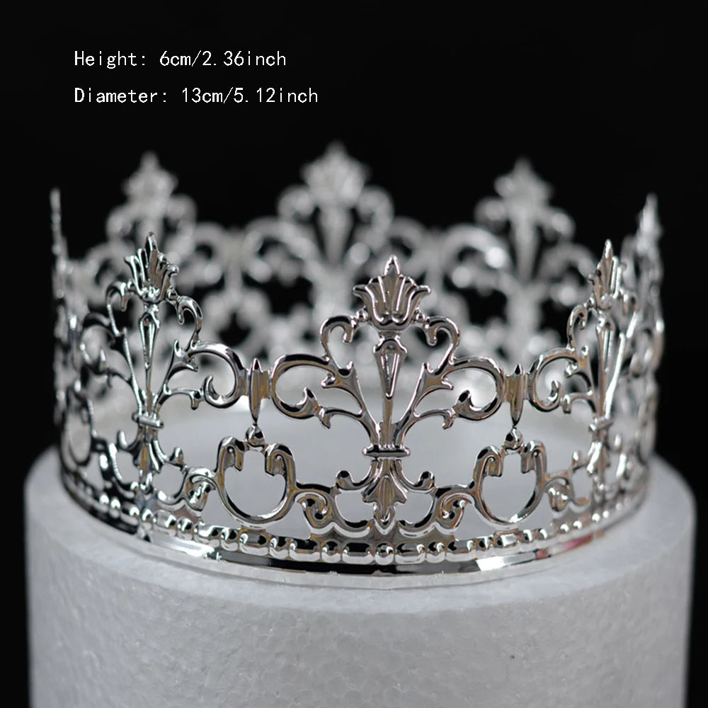 Rhinestone Crown Baking Cake Topper Headwear Decoration Children's Hair Accessories Princess Wedding Birthday Party Supplies New Oasis Select Silver-13cm CHINA