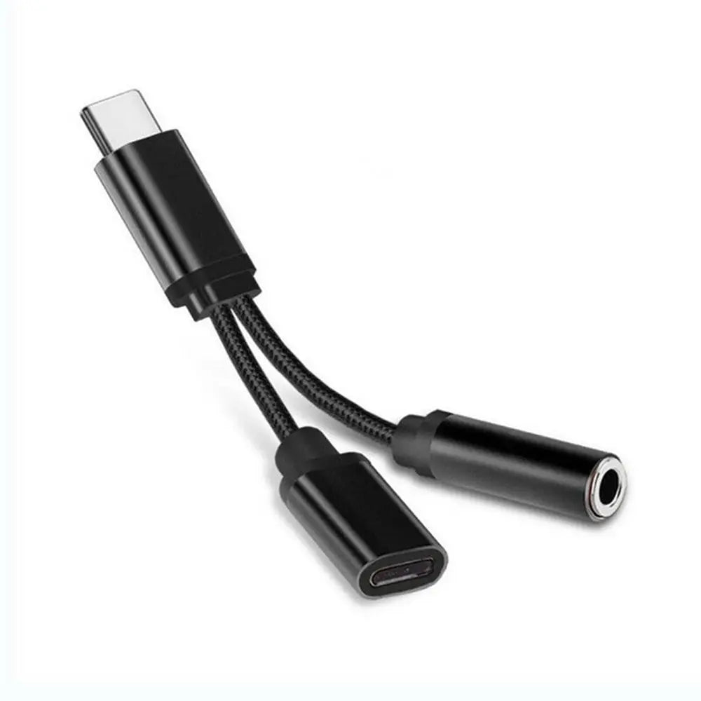 Adapter Type C to 3.5mm Aux Cable 2 In 1 3.5mm Jack Type-C To 3.5mm Connector Usb C Cable Audio Cables Type C To 3.5 mm Adapter Oasis Select black