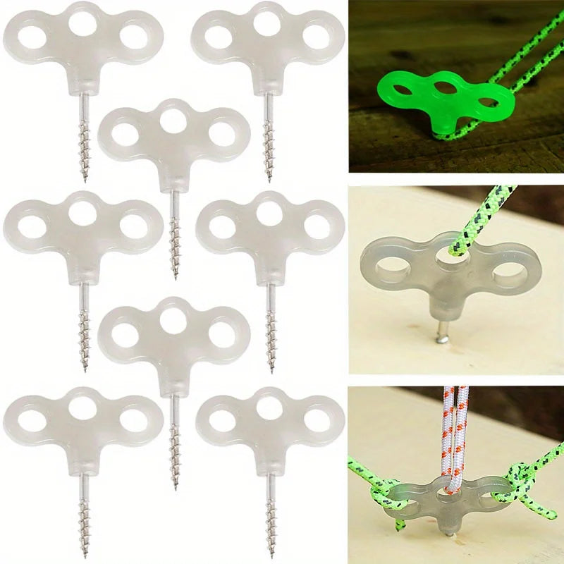10PCS Camping Deck Nail Tent Pegs Screw Nail , Lightweight Windproof Rope Fixing Nail, Hiking Campsite Supplies Oasis Select Glow-in-the-dark Nai