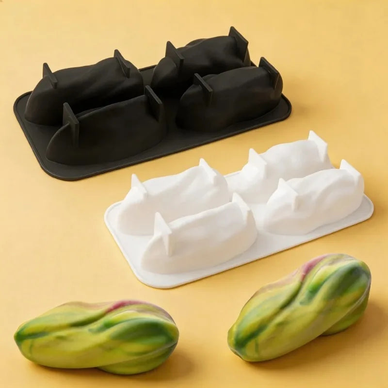 1pcs Pistachio Silicone Mold 4 Cavity Mousse Cake Chocolate Dessert Pudding Baking Tool Handmade Candle Squishy Making Mould Oasis Select