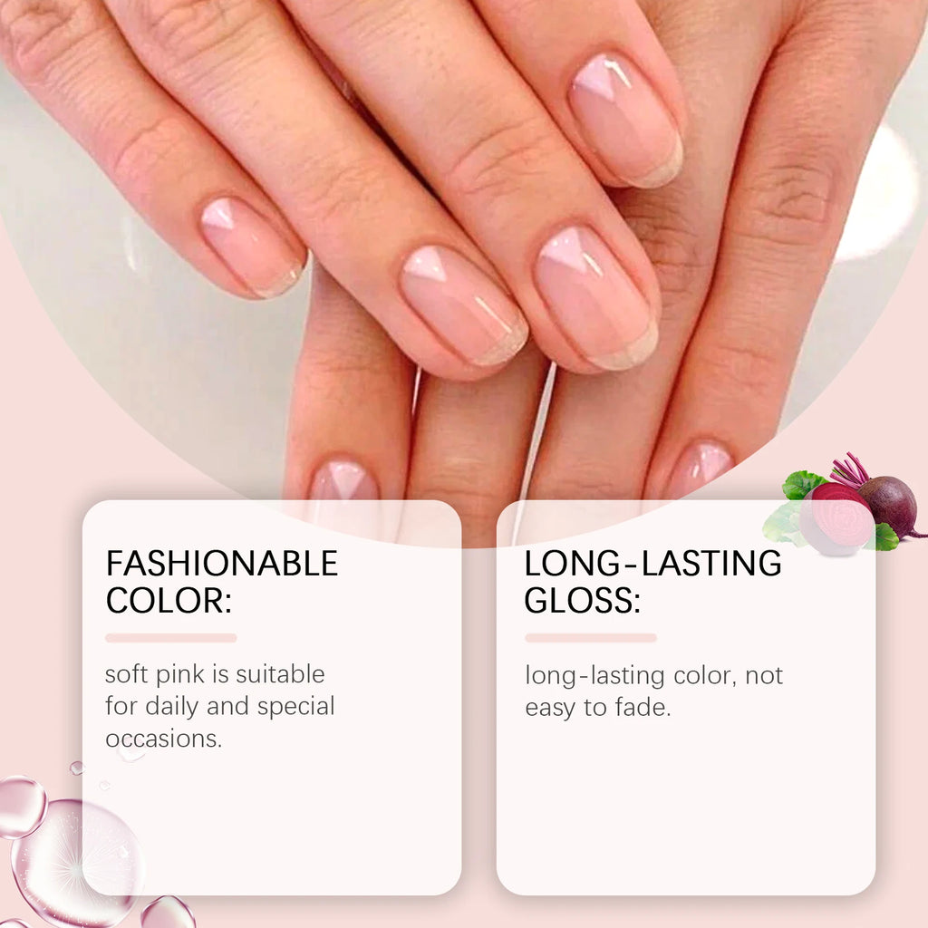 Jelly Nail Polish - Transparent Pink Water-Based Nail Polish, Autumn & Winter Shade, Skin-Whitening, Fine Glitter, Girly Pink Oasis Select